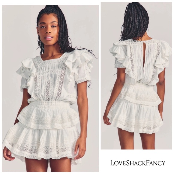 LoveShackFancy Dresses & Skirts - New! LoveShackFancy Stella Ruffled Frill Lace Mini Dress